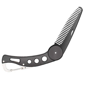 

Stainless Steel Beard Comb Folding For Men, Beard And Mustache Styling Comb Folding Pocket Mental Comb