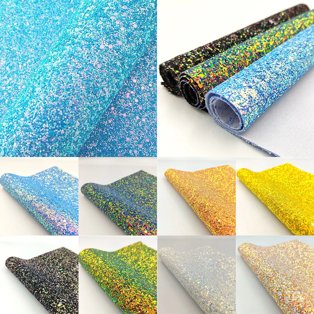 

20*30cm Glitter Synthetic Leather Fabric Chunky Glitter Sheets In Crafts Party Wedding Decoration DIY Hair Bow Leather Materials