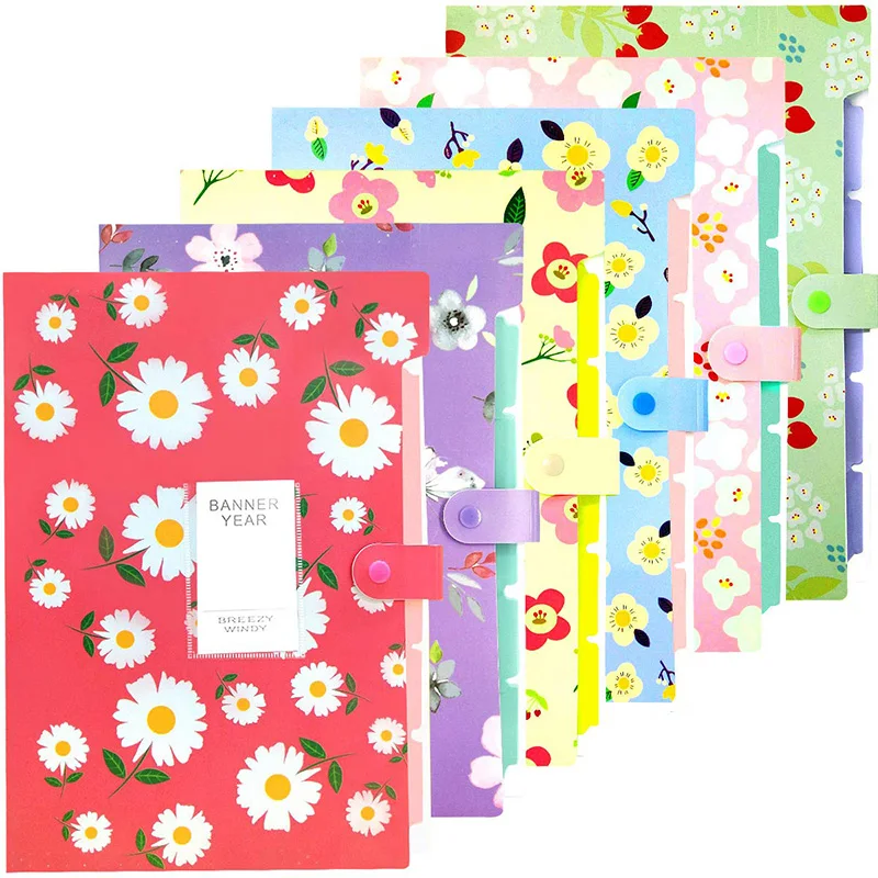 

Expanding File Folder - 6 Pack File Organizer with 5 Pockets Document Accordion Folder for School and Office