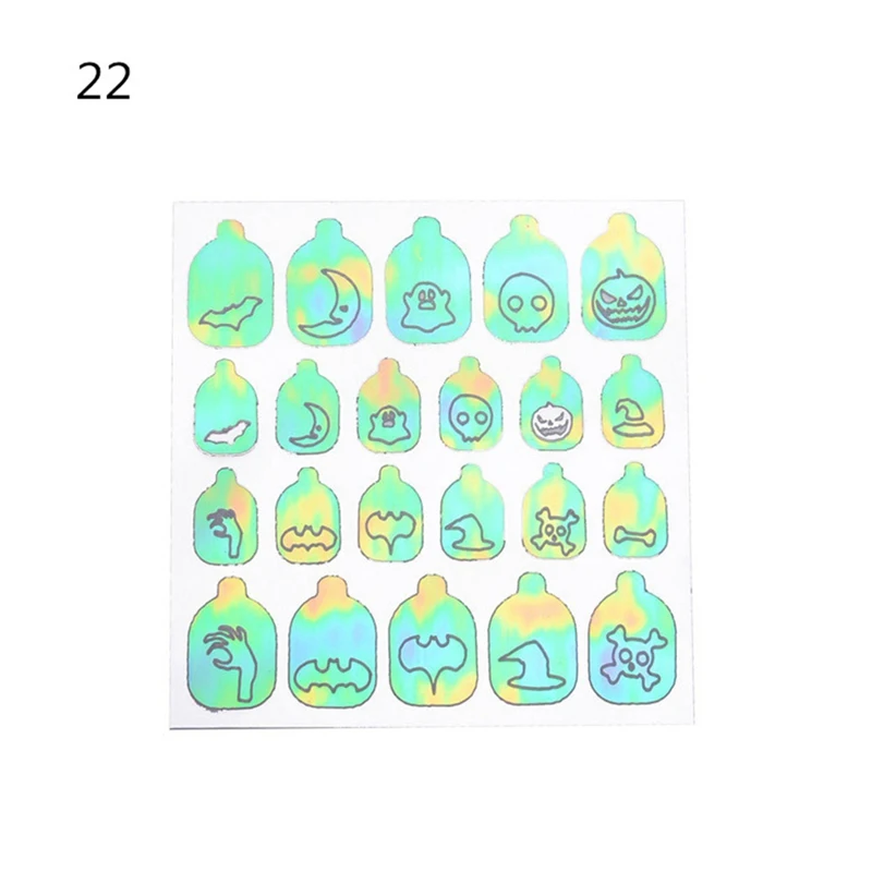22 листа пламя Holo наклейки для ногтей винилы трафарет стикеры 3D на ногти Nail Art Наклейки маникюрные украшения