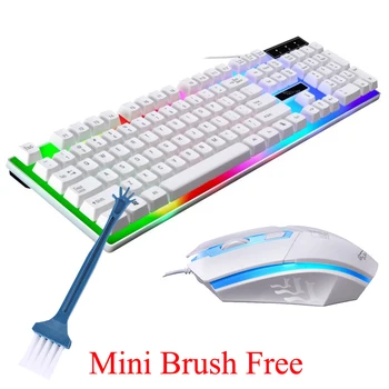

Free Brush RGB Gaming Keyboard Mouse Backlight 104 Keycaps Waterproof Wired USB Keyboard Mouse Sets Computer Components