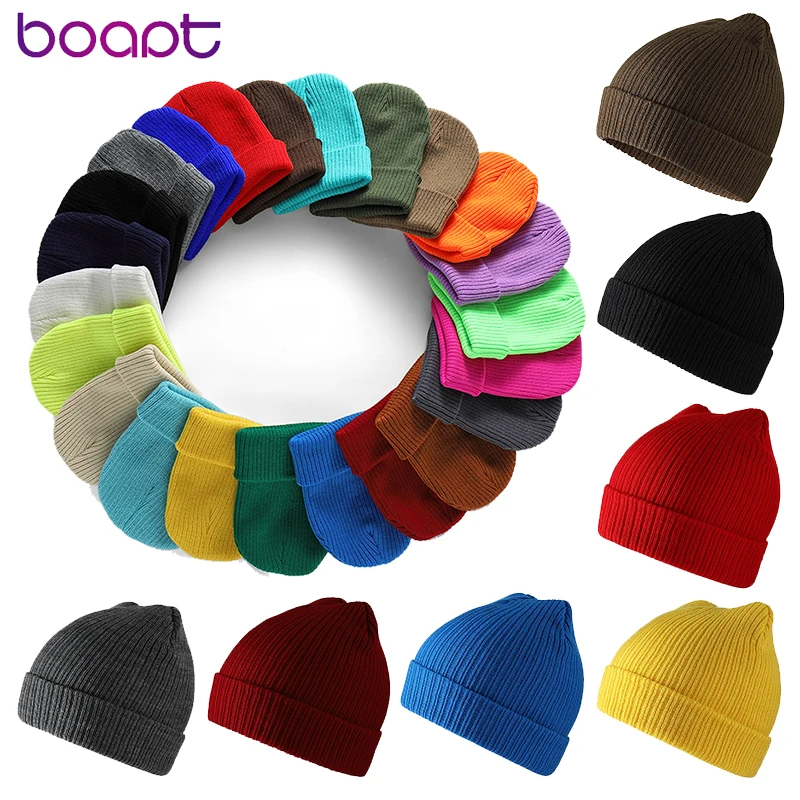

Unisex Knitted Caps Winter Hats For Women Men Solid Color Beanies Caps Winter Warmer Skullies Beanies Caps Female Acrylic Bonnet