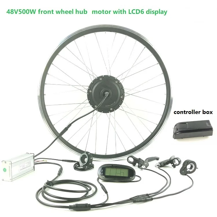 Когда-нибудь Электрический велосипед конверсионный комплект 48V500W электровелосипед ПЕРЕДНЯЯ СТУПИЦА мотор с LCD6 дисплей весь водонепроницаемый кабель