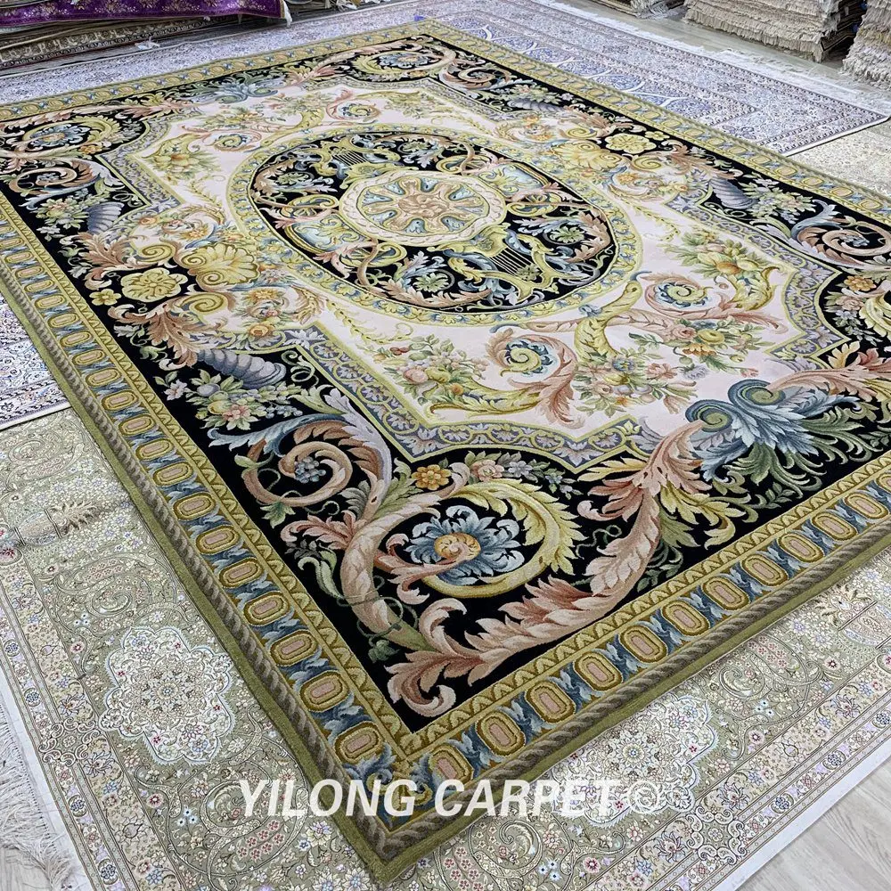 Yilong 10'x14 'персидский бежевый ковер ручной работы из шерсти(ZSH014W