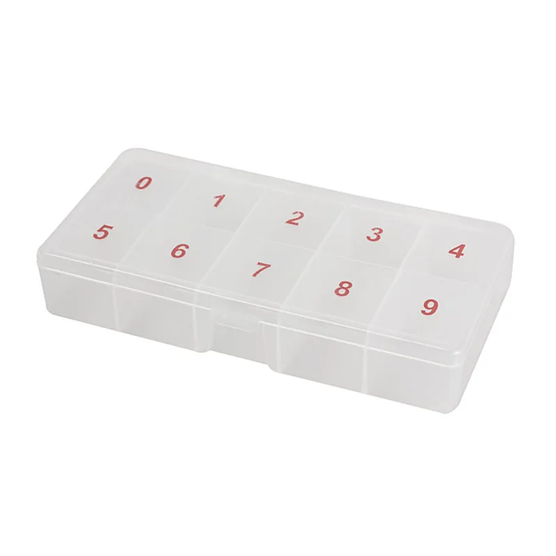 Коробка для хранения накладных ногтей с прозрачными отсеками пластиковый чехол