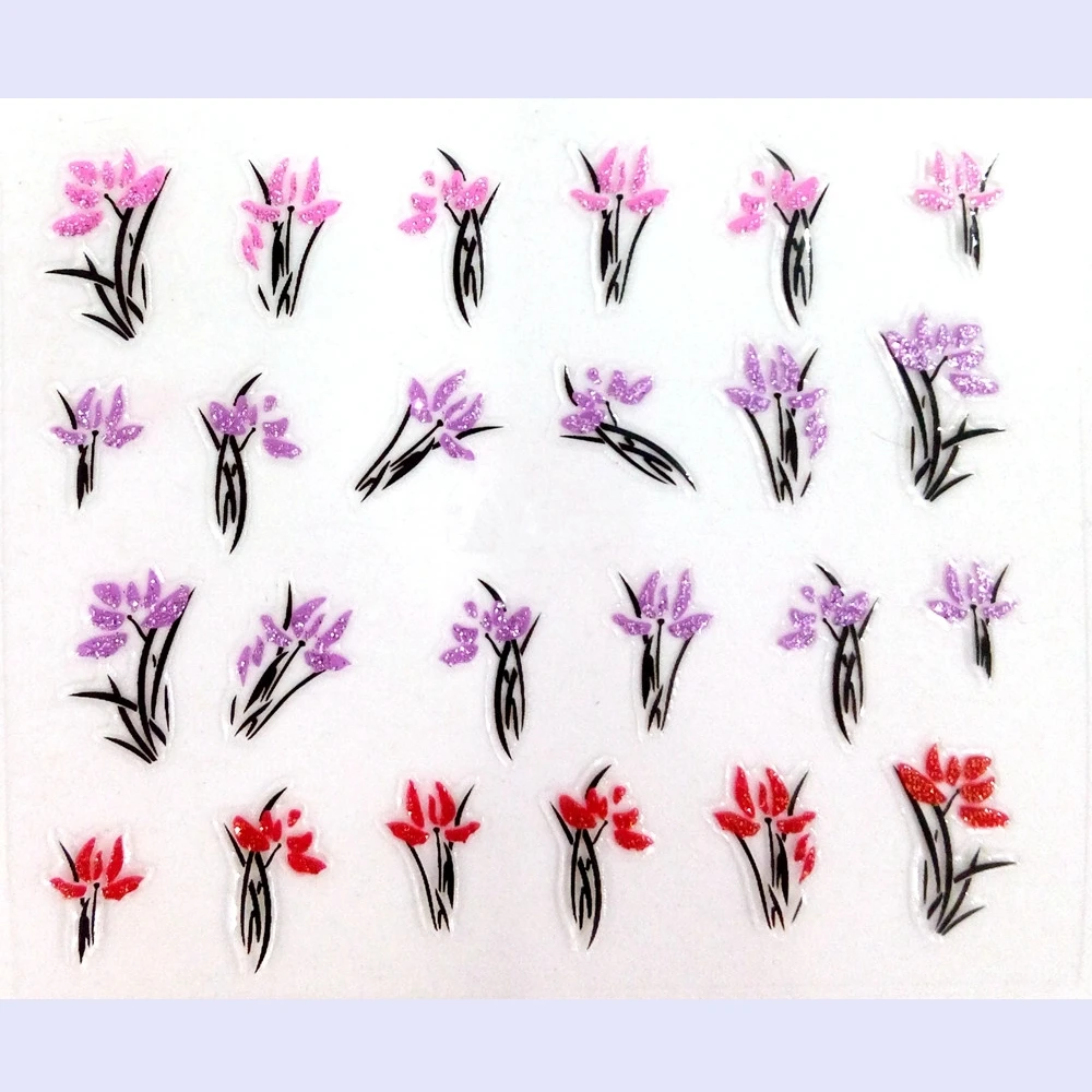 

1/6 pcs Glitter Nail Gel Sticker Sticky Lily Self Adhesive Nail Sticker For Manicure DIY Nail Art Decoration