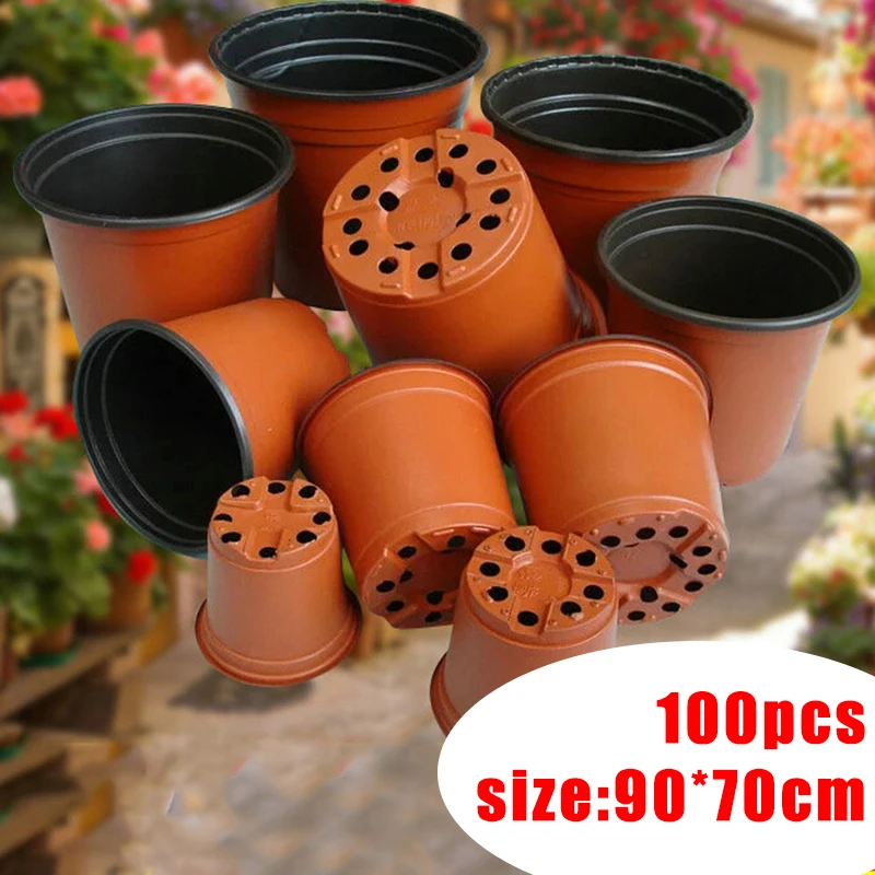 

100pcs/lot 90*70cm Plastic Plant Nursery Seed Starting Pots Transplanting Seedling Flower Plant Container