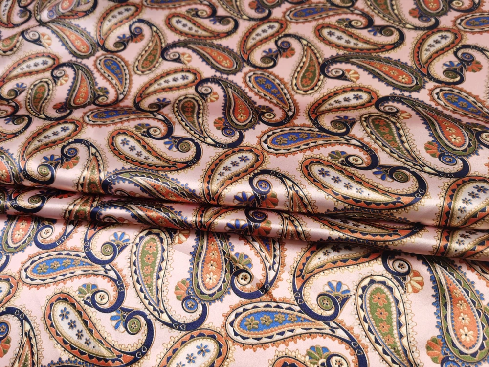 1 Meter x 1,48 Meter Retro-Paisley-Satinstoff, seidiges Charmeuse-Material für Schal, Kleid, Futter, Nähen, DIY – Detail 24