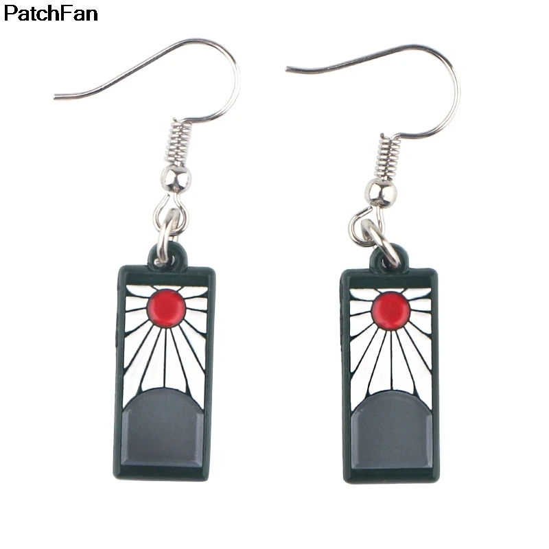 12 пар/лот Patchfan Kimetsu без Yaiba серьги с шармом, подвеской эмаль цинковый материал вечерние пользу для женщин сувенир подарок ювелирные изделия A2639