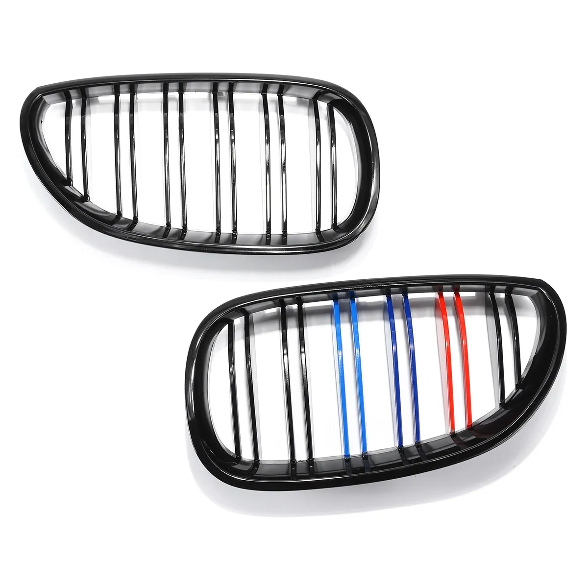

Pair New Glossy Matte Black M-Color Red Yellow Color Front Kidney Grilles For BMW E60 2003 2004 2005 2006 2007 2008 2009 2010