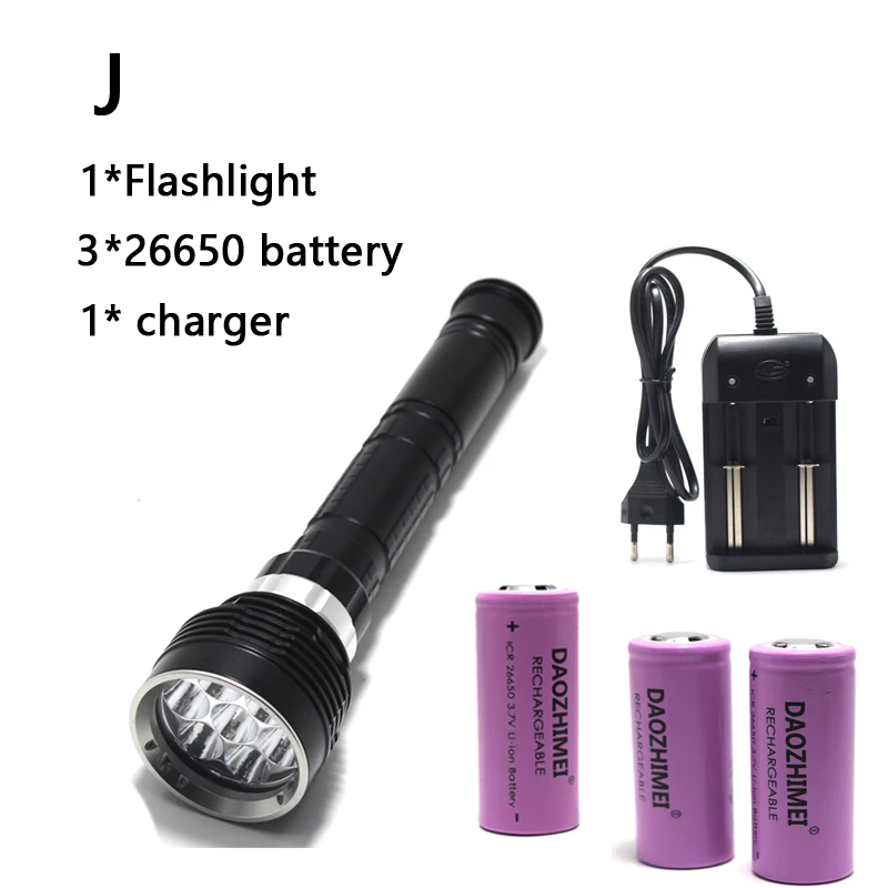 flashtorch mini 8000LM Professional Diving torch XML-T6 L2 White light Portable Scuba LED Hunting Lantern 100M Underwater Dive Flashlight emergency flashlights Flashlights