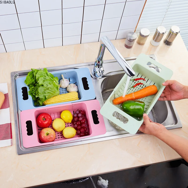 

Silicone Vegetable Washing Basket Retractable Adjustment Fruit And Vegetable Basket Collapsible Sink With Handle Kitchen Tools
