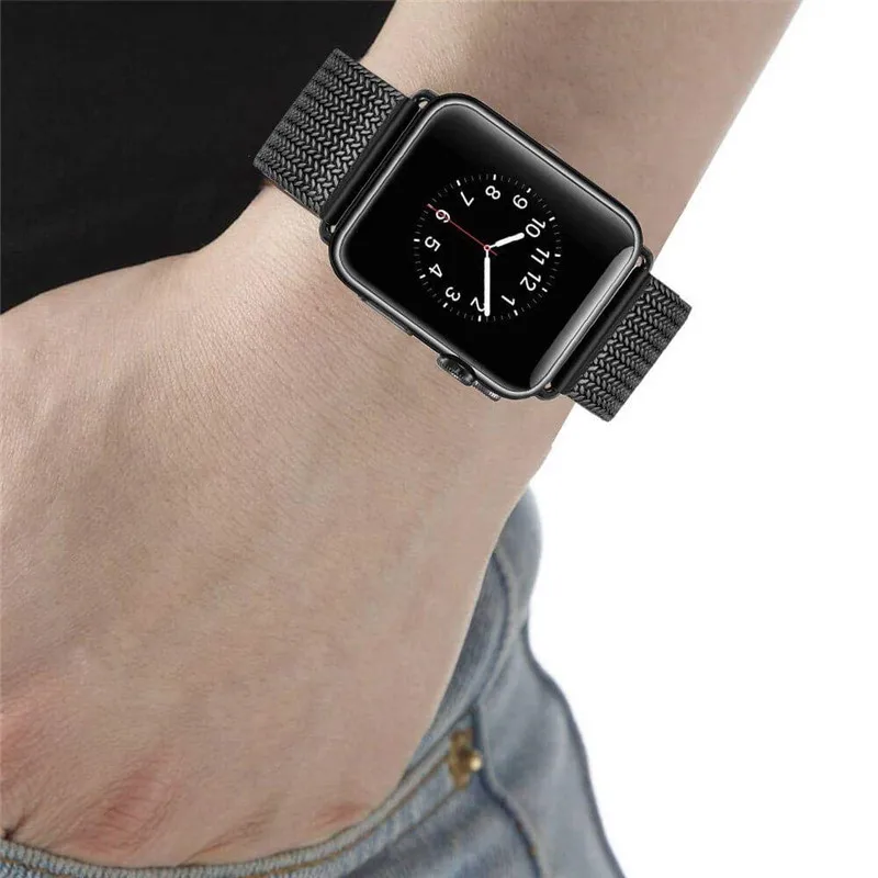 Нержавеющая сталь сетчатый Браслет ремешок для apple watch 4 группы 5 44 мм 40 мм Миланский Браслет спортивный ремешок для часов для наручных часов iWatch серии 3/2/1, 38, 42 мм, версия