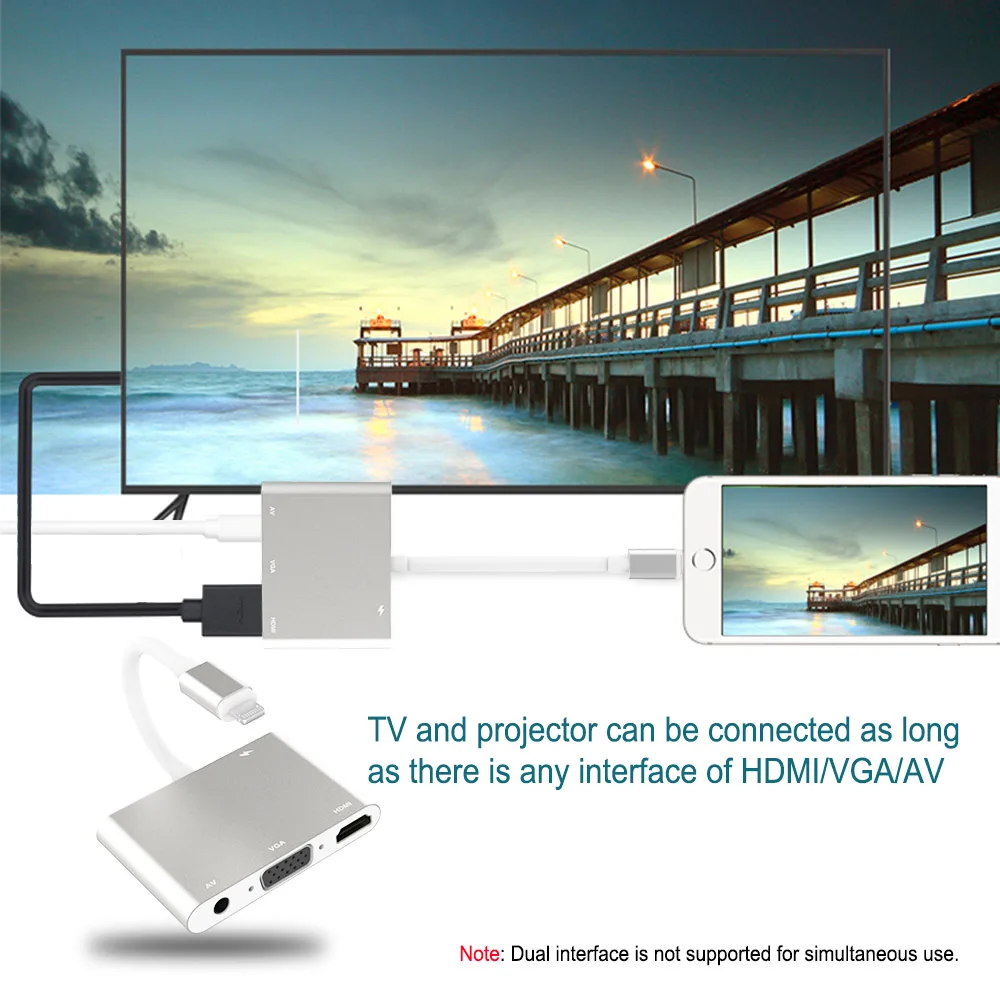Высококачественный HDMI OTG кабель для Lightning/VGA AV Аудио Видео HDTV адаптер iPhone