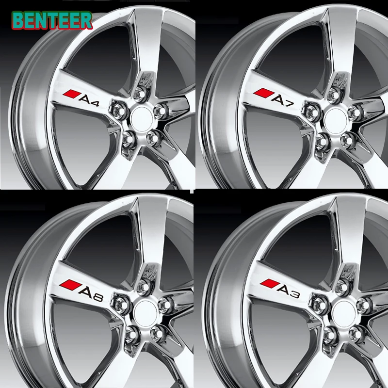 4 шт. наклейки на обод автомобиля для Audi A3 A4 A5 A6 A7 A8 TT Q3 Q5 Q7 Q8 A1 B5 B6 B7 B8 B9 8P 8V 8L C6 C5 C7