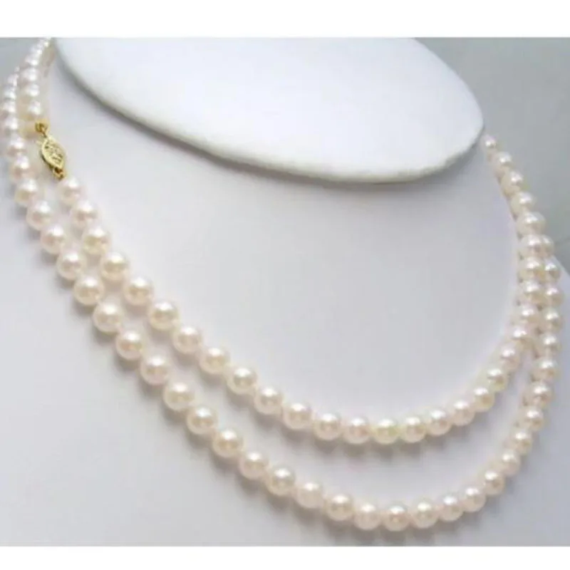 

5.5-6 MM white SOUTH SEA PEARL NECKLACE 32" 925silver GOLD CLASP jj