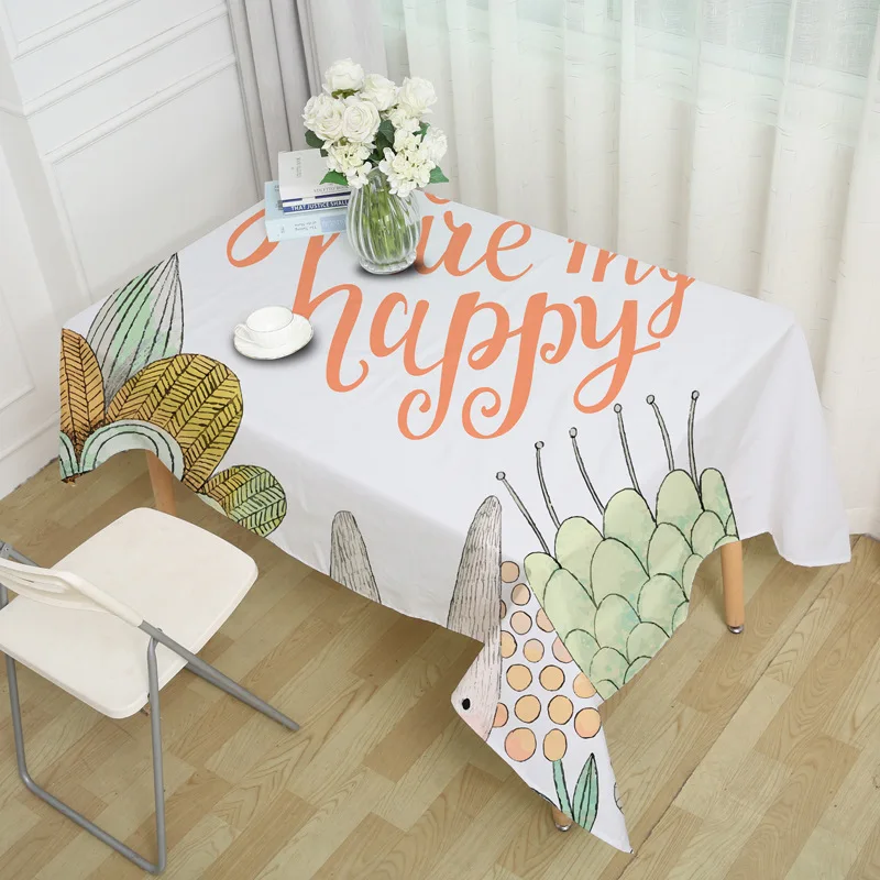 

Korean Style Cute Cartoon Rabbit Table Cloth Fabric Dacron Small Square Table Cloth Living Room round Tablecloth Rectangular Cof