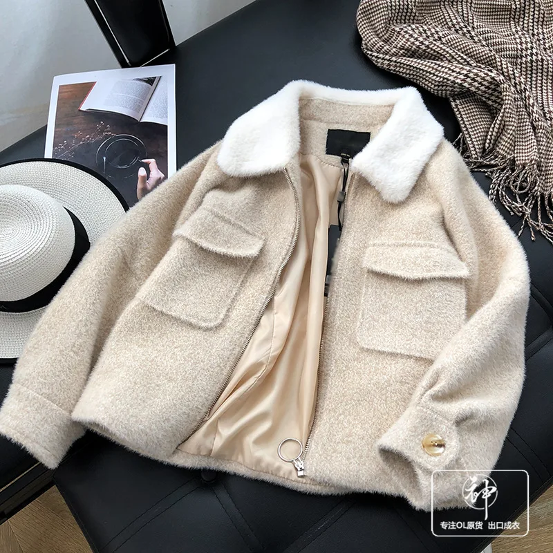 

One's Warm Style 2019 Autumn And Winter New Products Versatile Fold-down Collar Overcoat Woolen Short Coat Entity