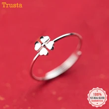 Trusta, новинка,, 925 пробы, серебряные кольца, шарм, счастливый клевер, коктейльное кольцо, открытый размер, подарок желаний для женщин, девушек, леди, DS1511