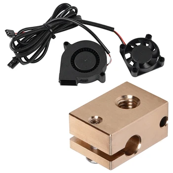 

Copper Brass Heater Block,V6 Heating Block for E3D Copper & for Prusa I3 MK3 / 3S MK2 / 2.5 5V DC Fan + Turbo Fan Kit