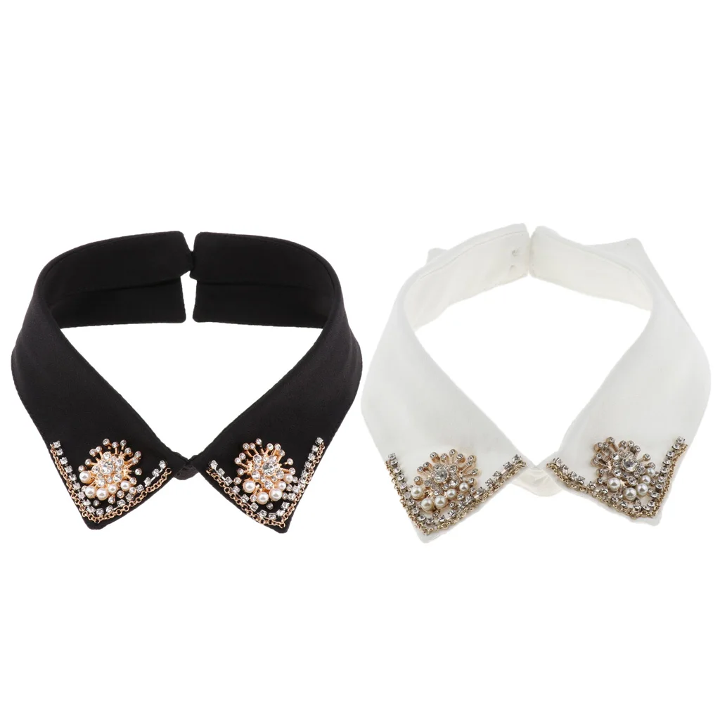 

Detachable Shirt False Collar Pearl Rhinestone Fake Collar Peter Pan Collar