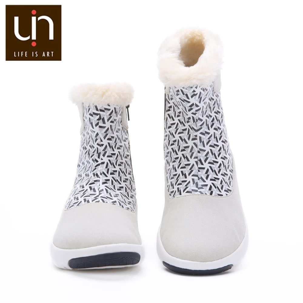 

UIN Rotterdam Series Autumn/Winter Fashion Boots for Women Microfiber Suede Ladies Warm White Boots Flats Shoes Outdoor Sports