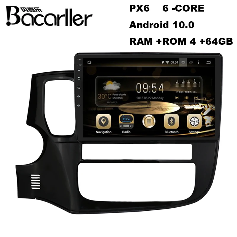 Мультимедийный видеоплеер PX6 4 + 64 ГБ android 10 навигация GPS для Mitsubishi Outlander 3 GF0W GG0W 2012 2018