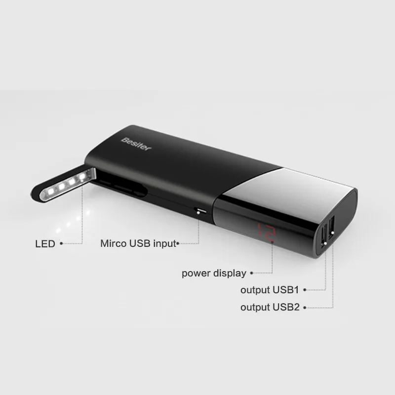  Besiter 10000mah External Battery Charger for Phones Power Bank Portable Dual USB Port Power Charge