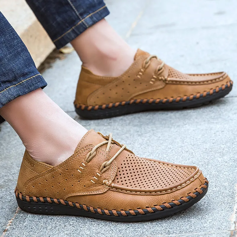 

Men Elevator casual Shoes New genuine Leather Shoes slip on summer handmade sewing Men Fashion Sneakers Leisure Shoes men l5