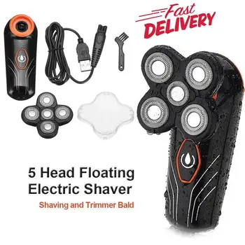 

5 Floating Head Electric Shaver Bald Head Razor USB Rechargeable Body Facial Shaving Machine Waterproof Beard Hair Trimmer