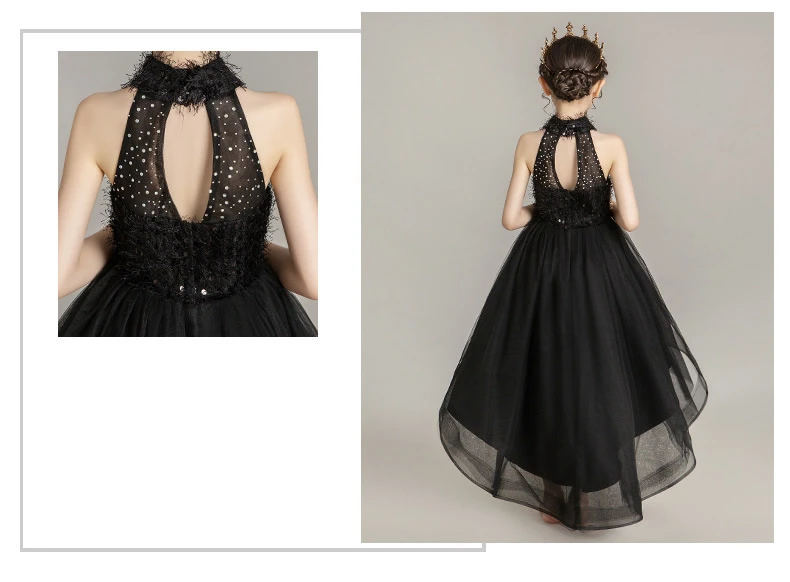 Детская одежда платье принцессы для девочки; Qipao длинный день рождения вечернее платье, китайское младенца Китайская одежда на год черное платье без рукавов с принтом «Cheongsam»