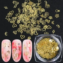 120 шт 3d полый сплав для дизайна ногтей золотые цветы бабочки хлопья декор с блестками Подвески Металлические хлопья гвоздь аксессуары LA970-E