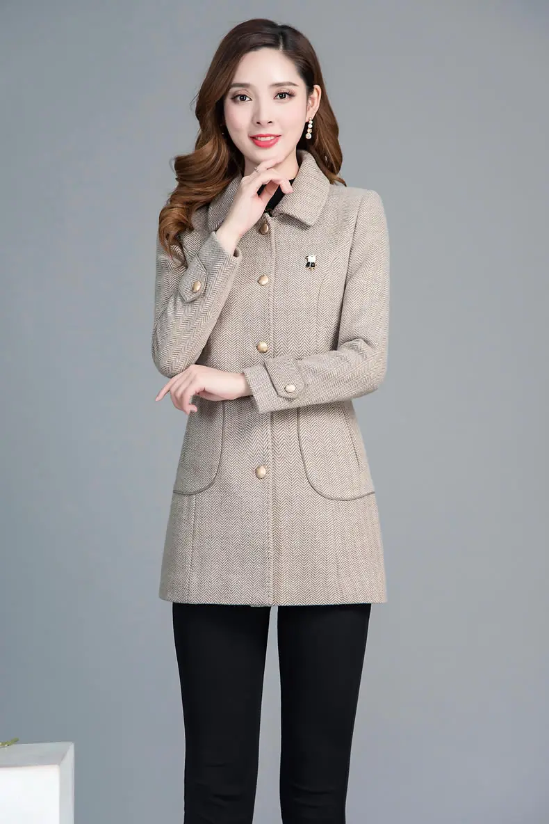 Haute couture Woolen coat women short jacket stripe NEW High quality Womens office clothing High-end fabric Outwear 1404