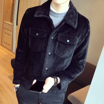 

Men's spring and autumn and winter coats 2019 new plush jacket men's short section Korean version of the trend thickening