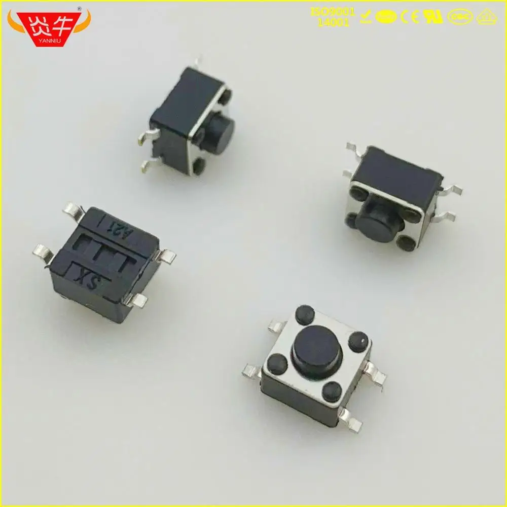 

6 6 SMT SMD 4P TACTILE TACT SWITCH 4PIN H 4.3 ~ 15mm PUSH BUTTON MICRO SELF RESET TOUCH MICRO MOVEMENT SILVER PLATED CONTACTS