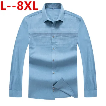 

8XL Autumn New Men's Shirt Classic Business Casual Cotton Oxford Shirt Male Cotton Long Sleeve Striped Plaid Shirt Dress Shirt