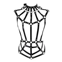 Готический Женский pu кожаный жгут черный пояс топ клетка бюстгальтер с поясом Регулируемый Панк ремень для бондажа тела выдалбливают юбка подтяжки