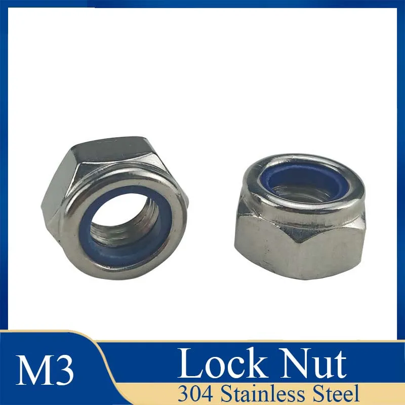 

M3DIN985 304 Stainless Steel Nylon Self-locking Hex Nuts Locknut Slip Lock Nut