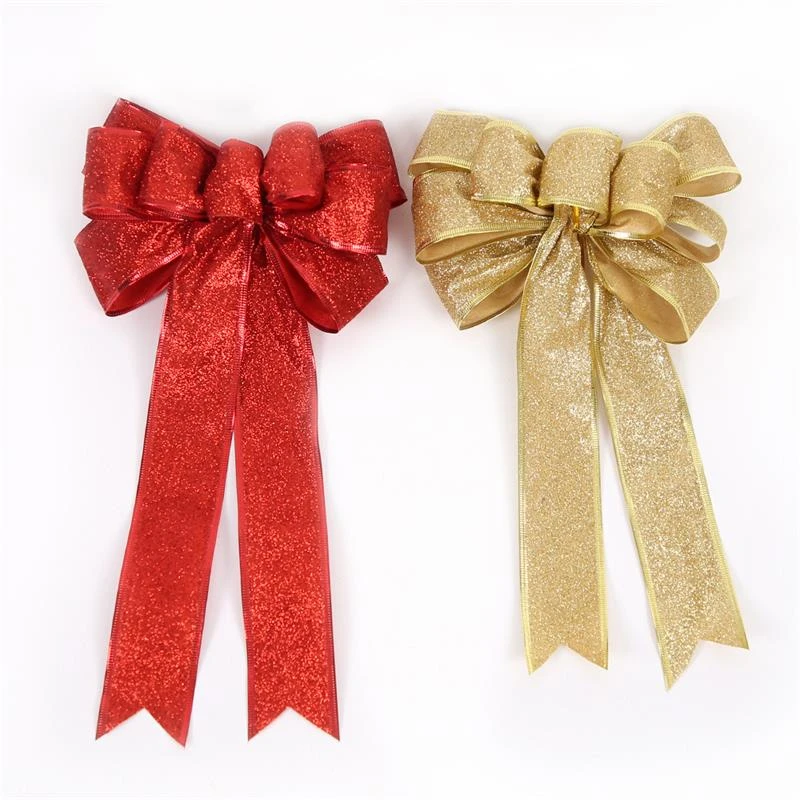 Grande fita de natal laço de glitter 35cm, pano decorações de natal, arco  vermelho dourado para artesanato, ornamentos de árvore de natal|Laços de  natal| - AliExpress