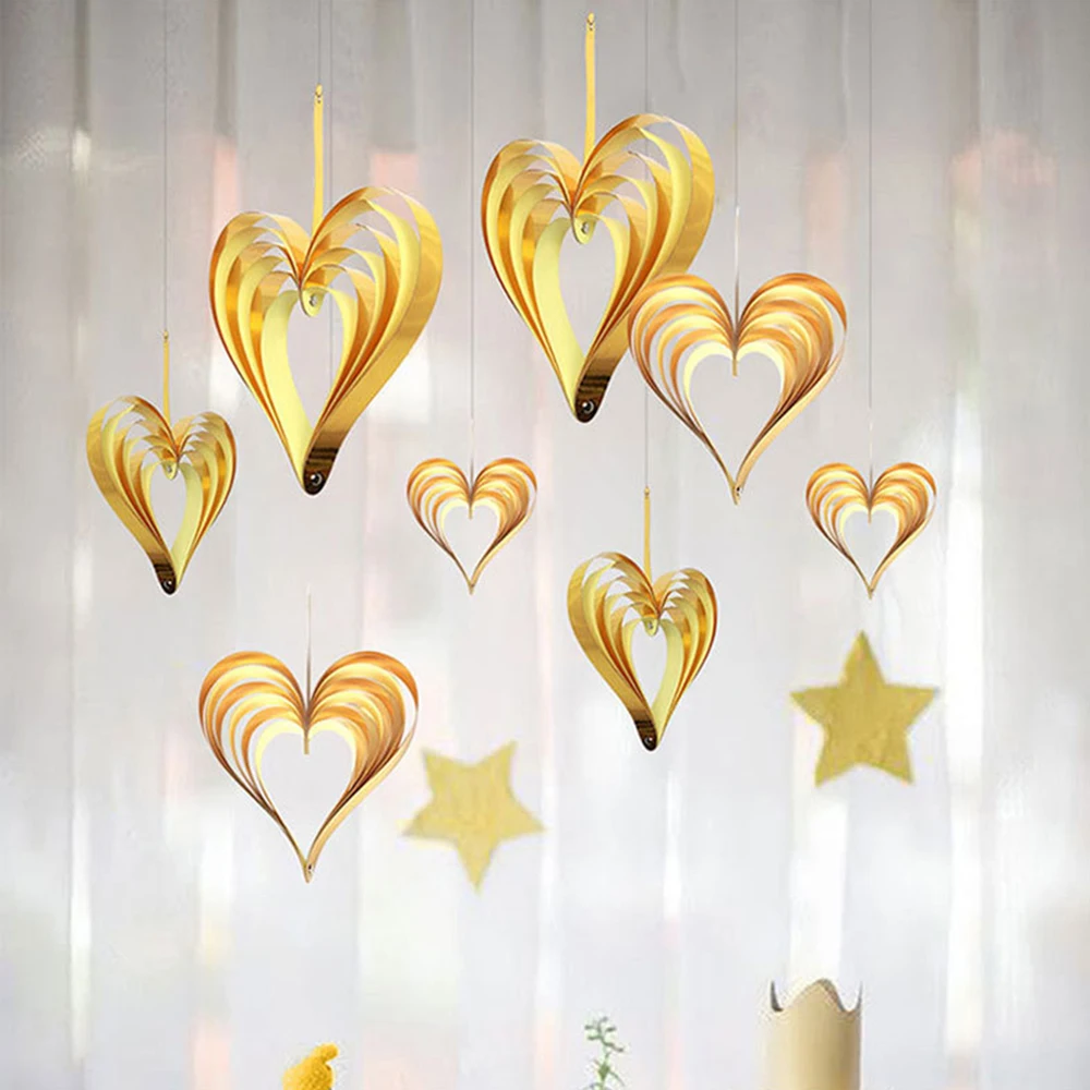 

4pcs Heart Shape Shimmer Paper Garlands Party Wedding DIY Display Backdrop Table Birthday Hanging Colorful Lovely Decoration