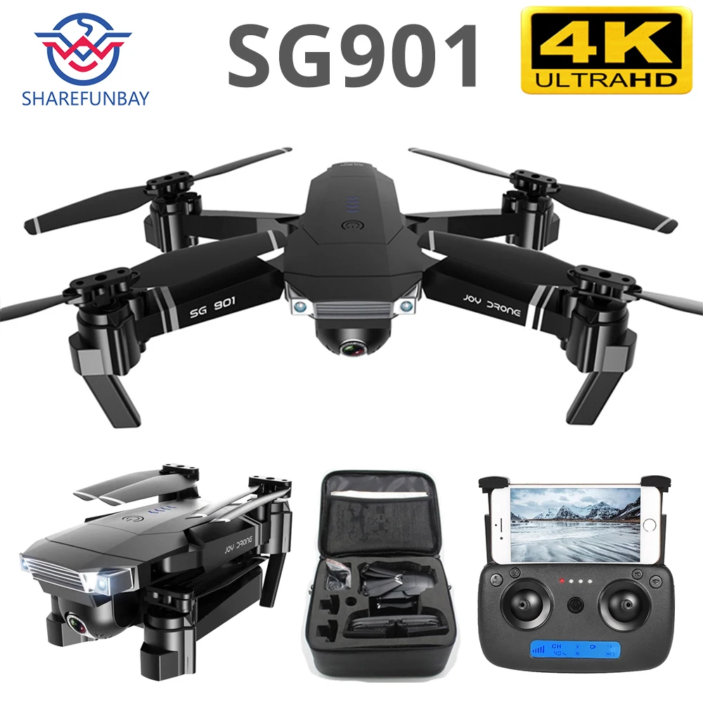Offerte Drone SG901 4K drone HD dual WiFi della macchina fotografica di trasmissione fpv flusso ottico stabile altezza quadcopter Rc elicottero drone fotocamera dron
