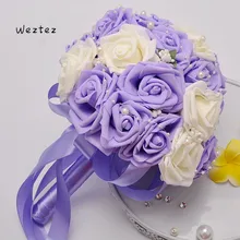 Жемчуг Невесты Кружева Свадебные букеты с лентой красивые цветы ручной работы Декоративные искусственные розы цветы SPH176