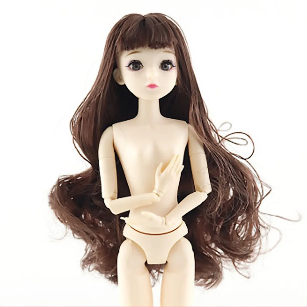 BJD кукла, 20 шаровых шарниров, 4D глаза, BJD, пластиковая кукла, 30 см, куклы для девочек, игрушки, длинный парик, волосы, женская обнаженная кукла - Цвет: Оранжевый