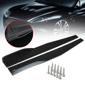 

Hot New Universal 2pcs Black Universal Black Side Skirt Rocker Splitters Winglet Wings Canard Diffuser Car Side Skirt