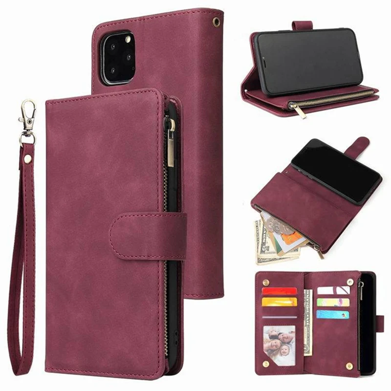 

Holster Multi-function Card Lanyard Zipper Wallet Case for iphone 11 Pro max 11 Pro 11 All-inclusive Anti-fall Cover