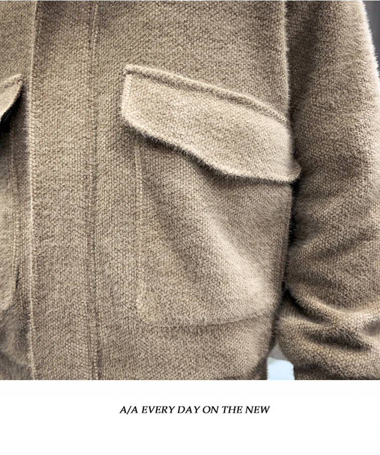 Winter Short Woolen Coat Men's Slim Fashion Solid Color Casual Woolen Coat Man Street Wild British Wind Woolen Jacket Male