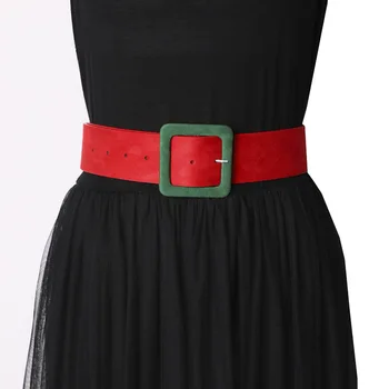 

Suede Leather Vintage Waist Band Fashion Casual Wide Belt Women Belt Decorative Waist Belt Square Pin Buckle