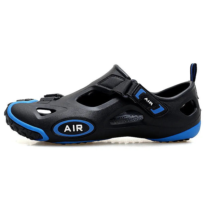 UEXIA; дышащая модная летняя обувь; мужские кроссовки; сандалии для прогулок; пляжные сандалии унисекс; Мужская обувь; размеры 36-45 - Цвет: BLACK BLUE