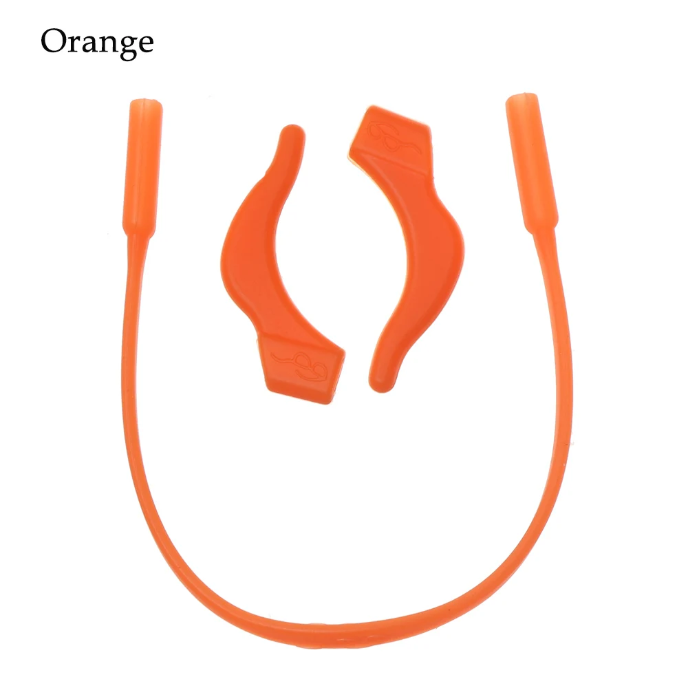 1 комплект, детские силиконовые очки, ремешок, ушные крючки, шнурок для очков, очки на веревке, держатель, спортивные очки, аксессуары, новинка - Цвет: orange