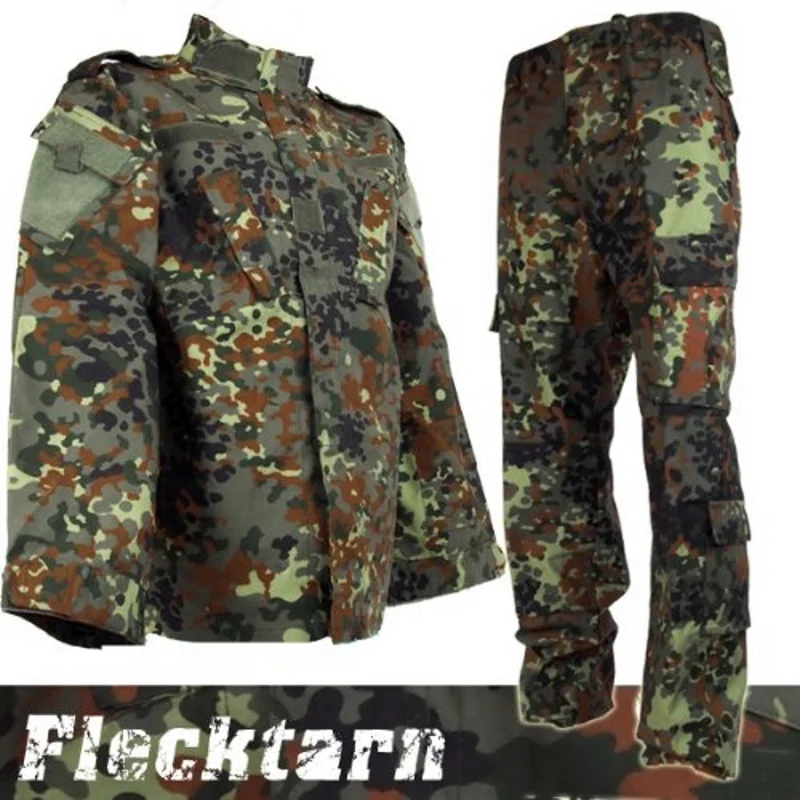 

Airsoft Tactical Army Military BDU Uniform Combat Shirt and Pants Set Outdoor Paintball Hunting Clothing German Camo